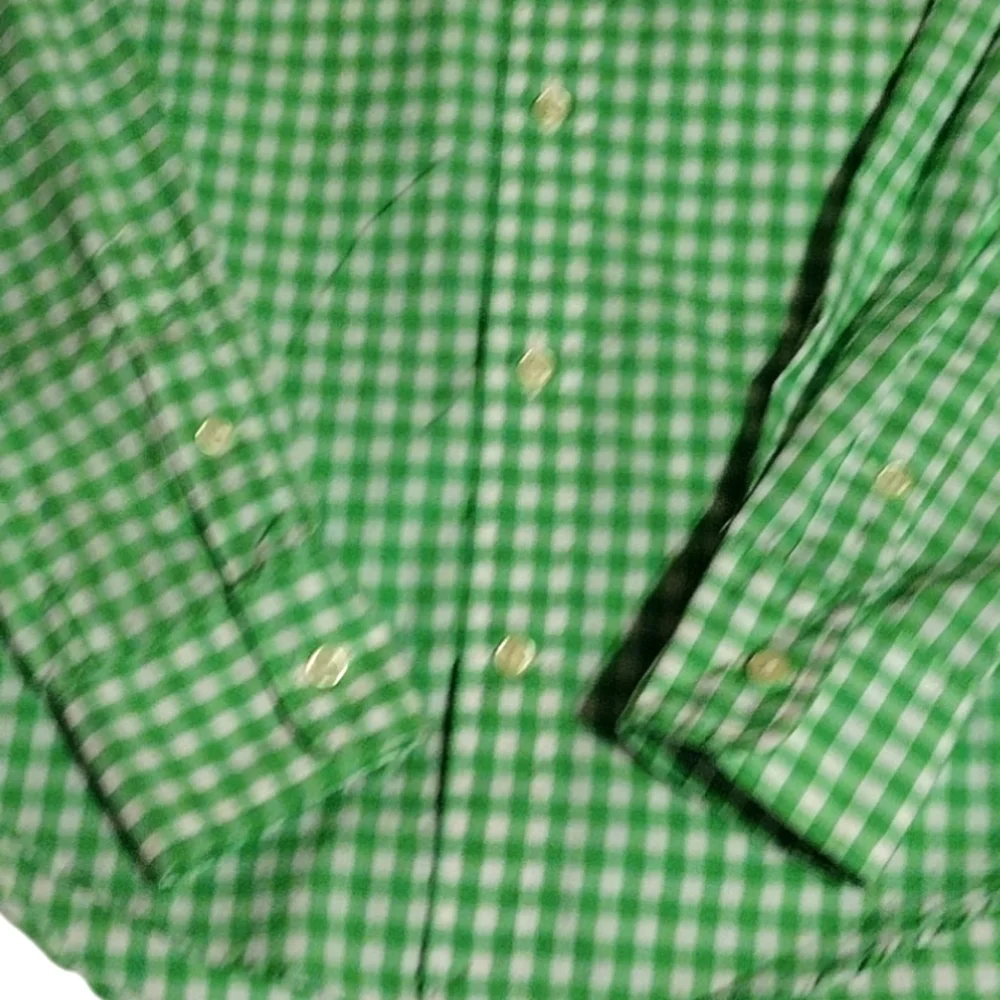 Polo Ralph Lauren green white plaid rounded hem cotton women's small Blouse - Picture 7 of 10